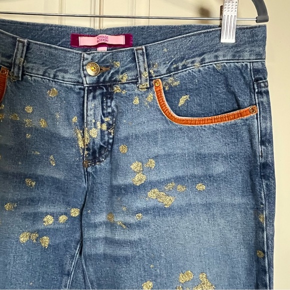 VTG *Rare* Voyage Passion Jeans Gold Splash & VP crystals Woman’s Size 31 - Picture 3 of 8
